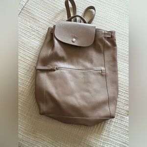 Longchamp Textured Tan Leather Backpack